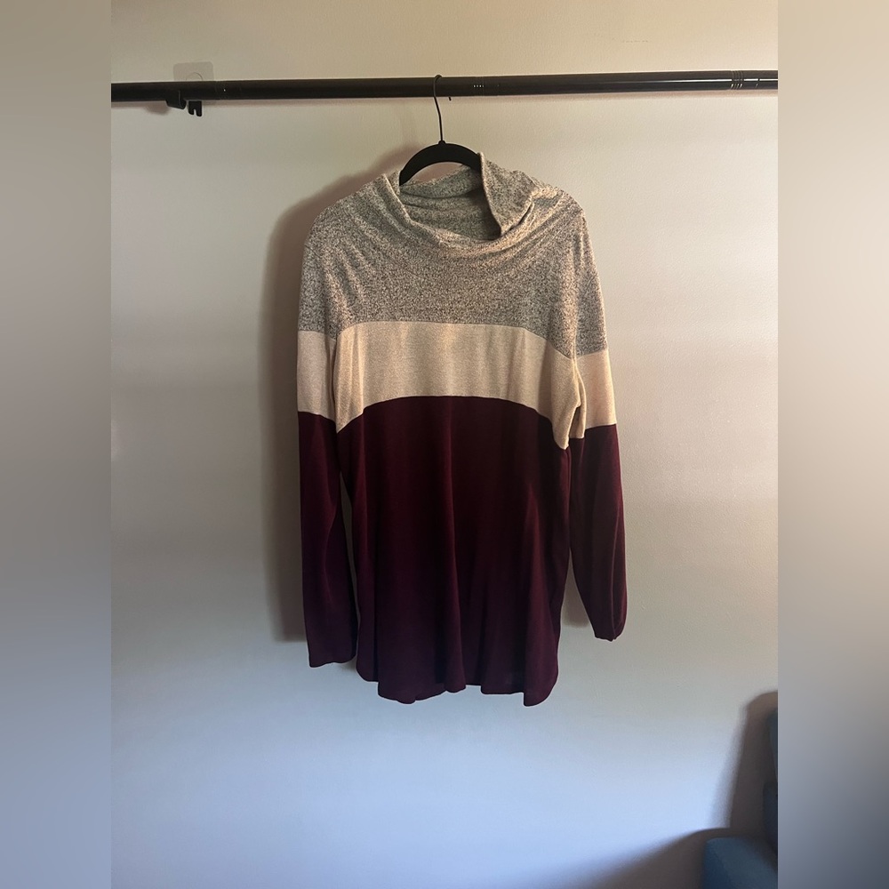 Market & Spruce Colorblock Cowl Neck Sweater Size XL